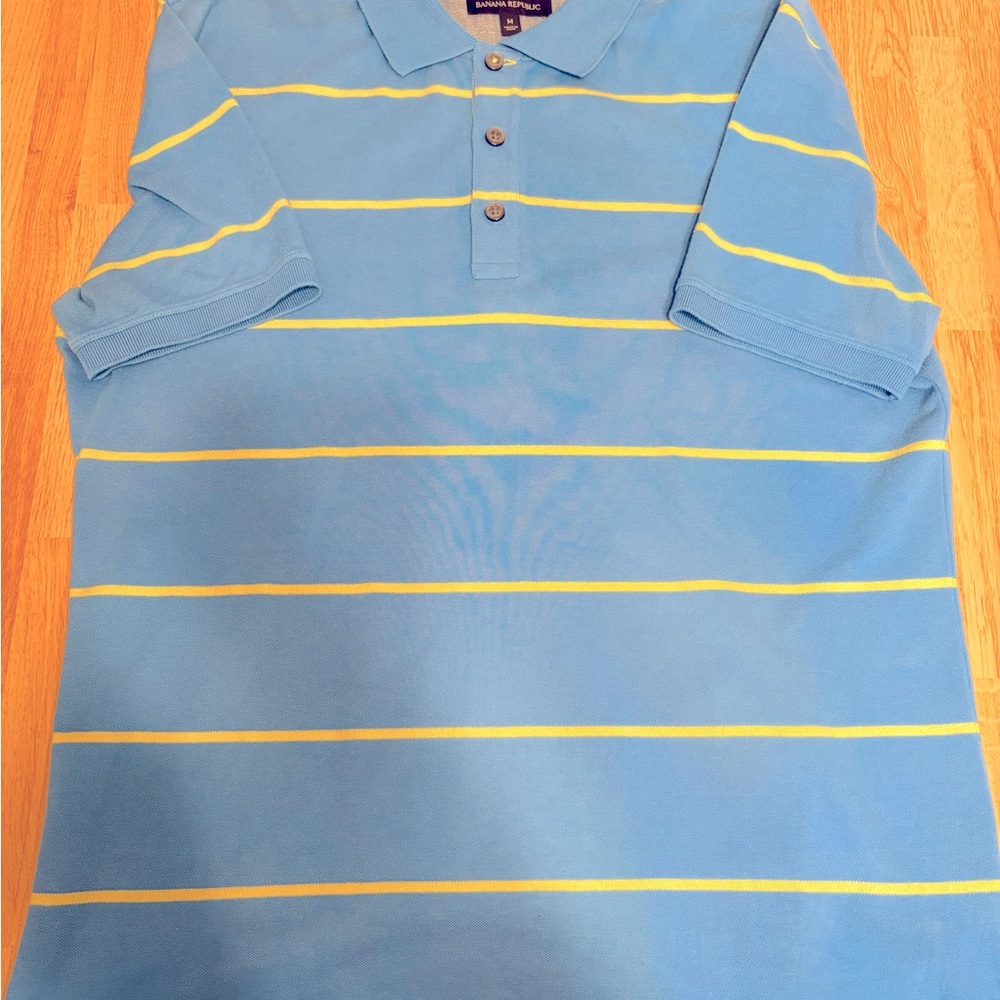 Banana Republic Blue Polo with Yellow Stripes